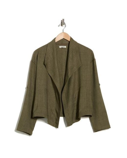 Max Studio Green Textured Drape Jacket