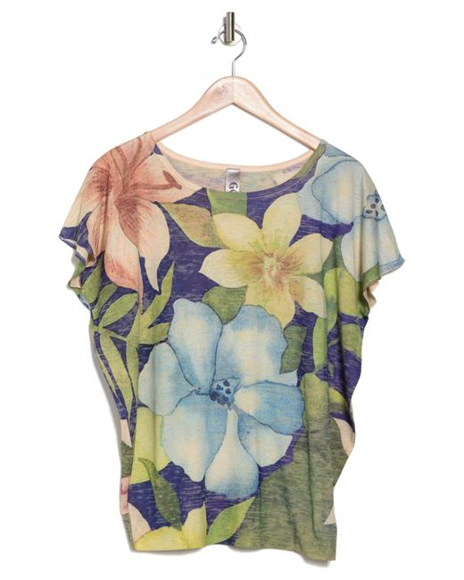 Go Couture Blue Floral Print Short Sleeve T-shirt