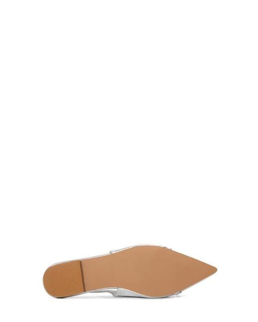 BERNESS White Chantal Pointed Toe Slingback Flat