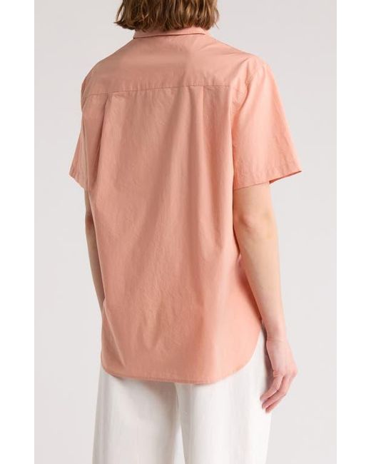 Vince Pink Short Sleeve Cotton Poplin Button-Up Shirt