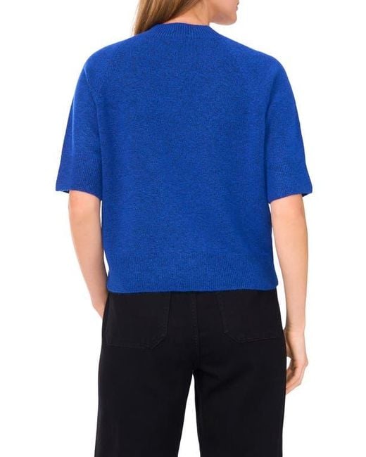 Vince Camuto Blue Crewneck Short Sleeve Sweater