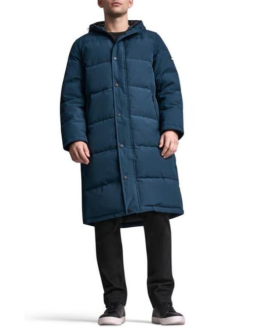 DKNY Blue Zip Front Longline Puffer for men