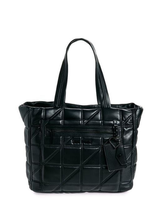 Steve Madden Black Bconnie Large Quilted Tote Bag