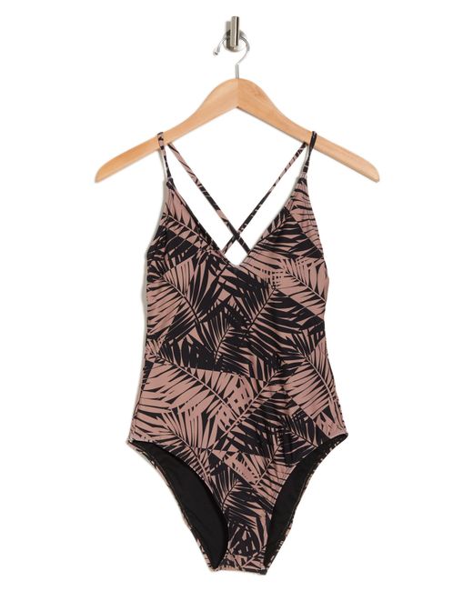 VYB Brown Shattered Palms One-piece Swimsuit