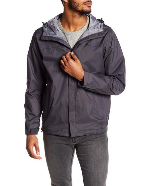 Tommy Hilfiger Gray Hooded Rain Slicker Jacket for men