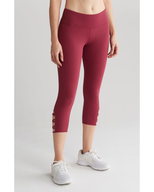 Threads For Thought Red Crisscross Crop Leggings