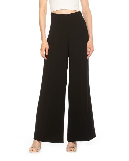 Alexia Admor Black Elia High Waist Pleat Wide Leg Pants