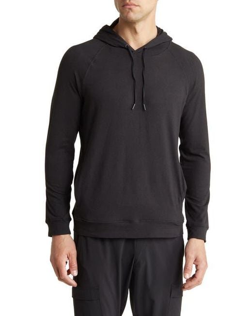 90 Degrees Black Heathered Raglan Pullover Hoodie for men