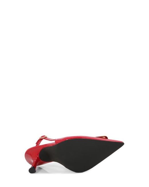 BERNESS Red Buckle Slingback Stiletto Pump