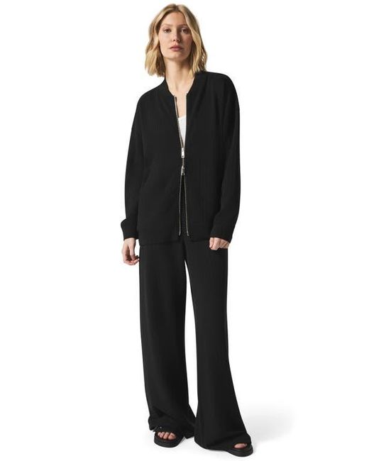 Splendid Black X @Cellajaneblog Rib Scuba Knit Zip-Up Jacket