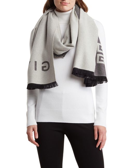 Givenchy Logo Jacquard Wool & Cashmere Scarf in Gray Lyst