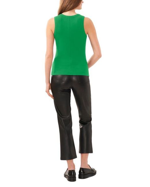 Halogen® Green Fitted Ribbed Tank Top