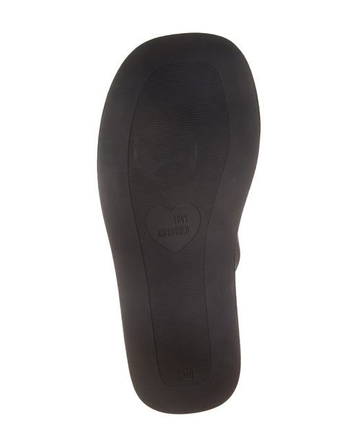 Love Moschino Black Leather Flip Flop Sandal