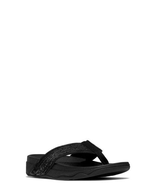 Fitflop Black Surfa Sequin Post Toe Sandal