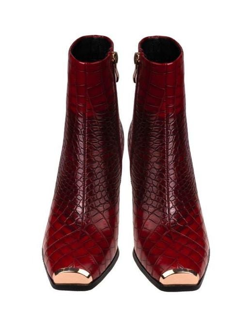 Ninety Union Red Lima Croc Embossed Boot
