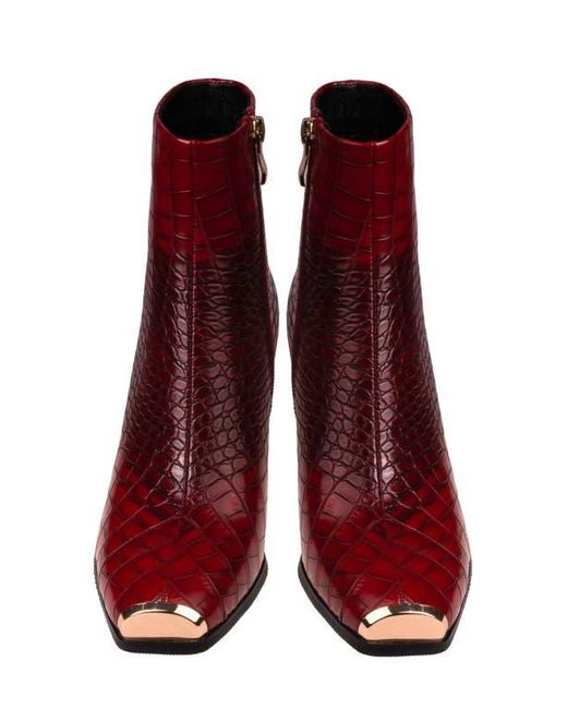 Ninety Union Red Lima Croc Embossed Boot