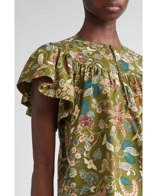 Ulla Johnson Blue Perline Flutter Sleeve Top