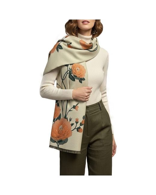 Saachi White Bloom Reversible Print Scarf