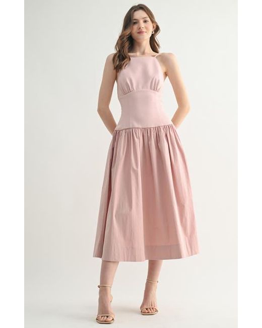 sachin and babi light blue dress Lush Drop Waist Midi Dress in Pink