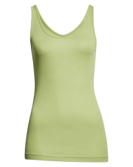 Vince Pima Cotton & Modal Ribbed Tank Top in Green