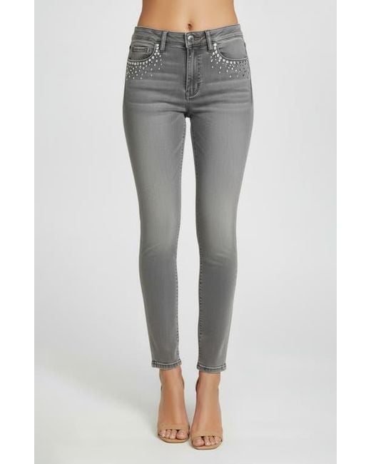 Bebe Gray The Rhinestone Slim Fit Skinny Jeans
