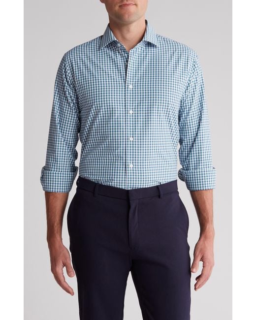 Nordstrom Blue Curlew Check Trim Fit Button-up Dress Shirt for men