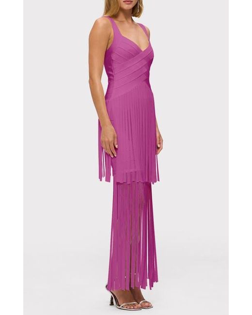 Hervé Léger Pink The Vivienne Fringe Gown