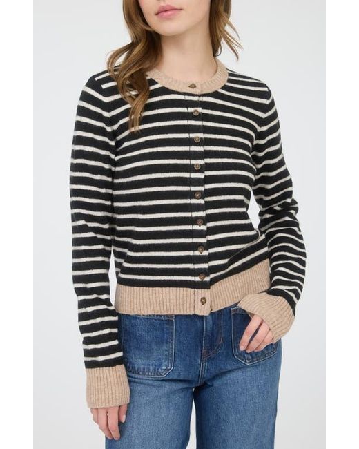 Blu Pepper Black Contrast Stripe Knit Cardigan