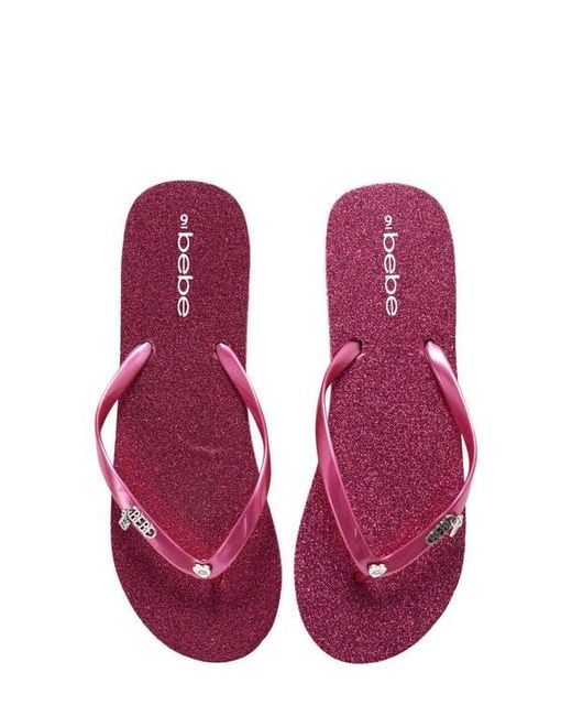 Bebe Pink Glittery Thong Sandal
