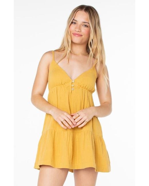 Roxy Yellow Warm Rays Cotton Minidress