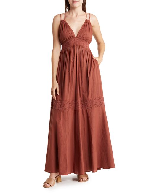 Wishlist Double Strap Long Lace Maxi Dress in Red Lyst