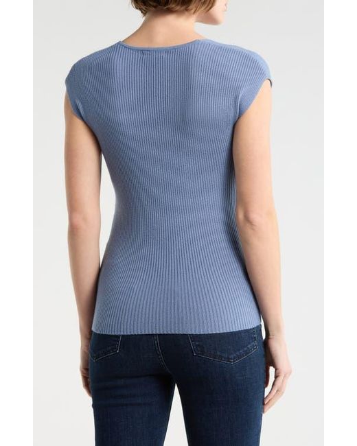 Max Studio Blue Cap Sleeve Wrap Sweater