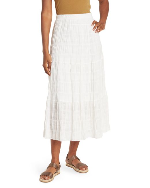 Max Studio White Textured Midi Skirt