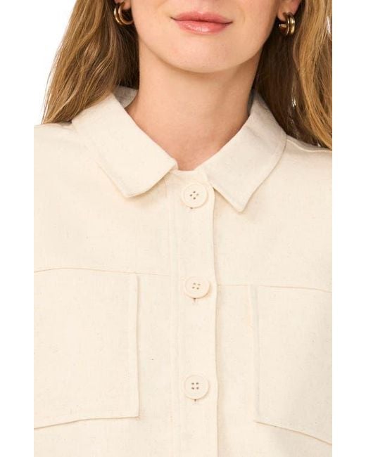 Halogen® Blue Crop Twill Shirt Jacket