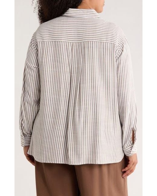 Max Studio White Stripe Popover Tunic