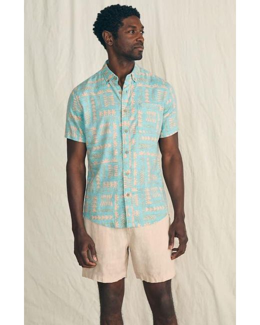 Faherty Brand Blue Breeze Short Sleeve Button-Down Shirt for men