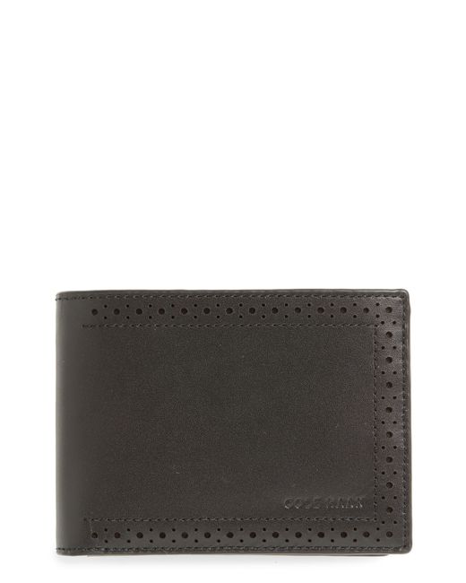 Cole Haan Gray Brogue Leather Passcase