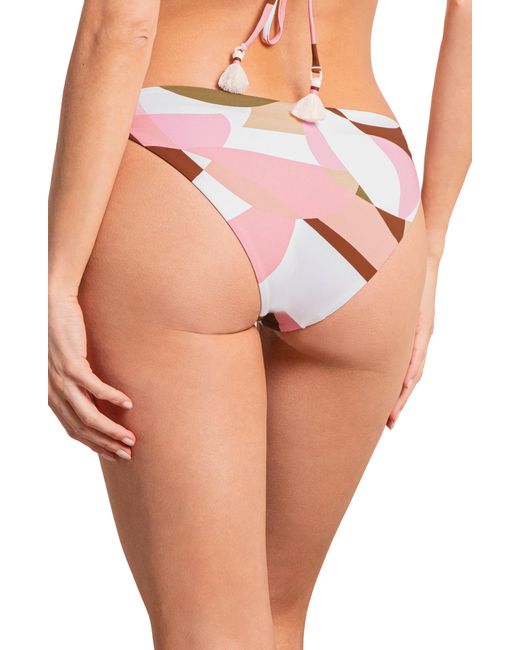 Maaji Pink Cube Flirt Reversible Mid Rise Bikini Bottoms