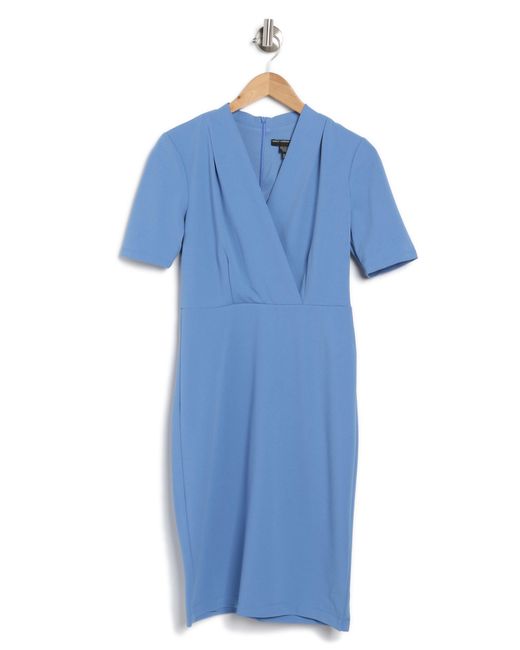 Maggy London Blue Pleated Sheath Dress