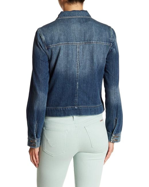 PAIGE Aveline Distressed Denim Jacket in Blue Lyst