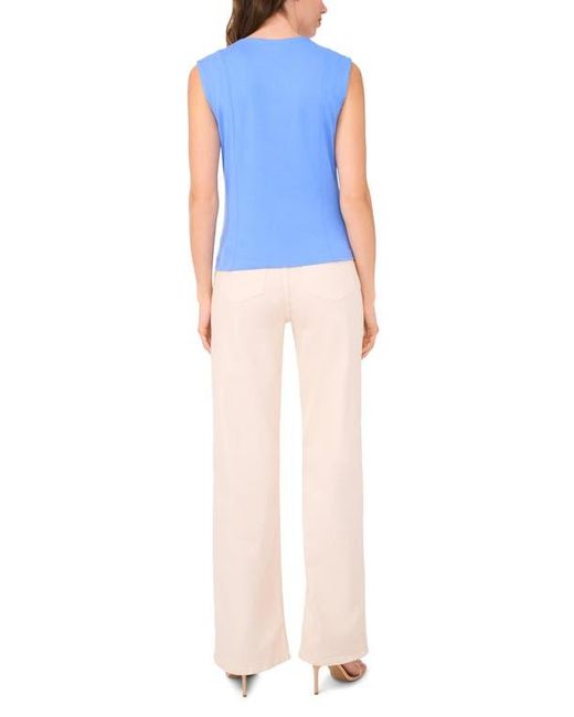 Halogen® Blue Seamed Notch Neck Ponte Shell