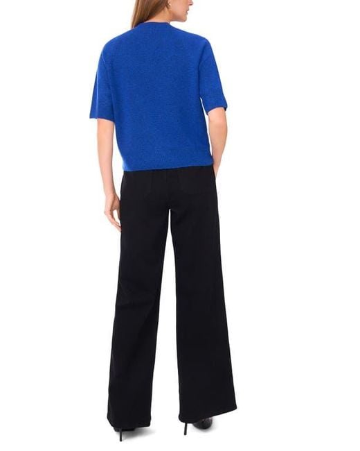Vince Camuto Blue Crewneck Short Sleeve Sweater