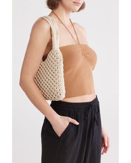 BCBGMAXAZRIA Natural Woven Shoulder Bag With Removable Pouch