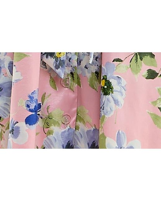 Nina Leonard Multicolor Floral Tie Waist Shirtdress