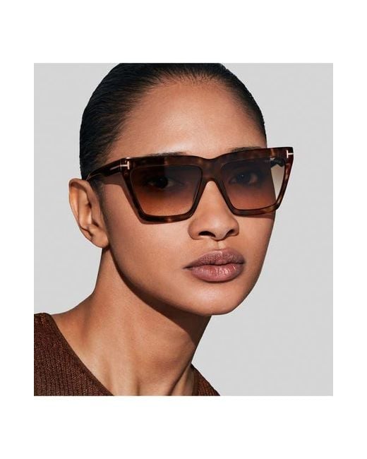 Tom Ford Brown Eden 56Mm Gradient Geometric Sunglasses