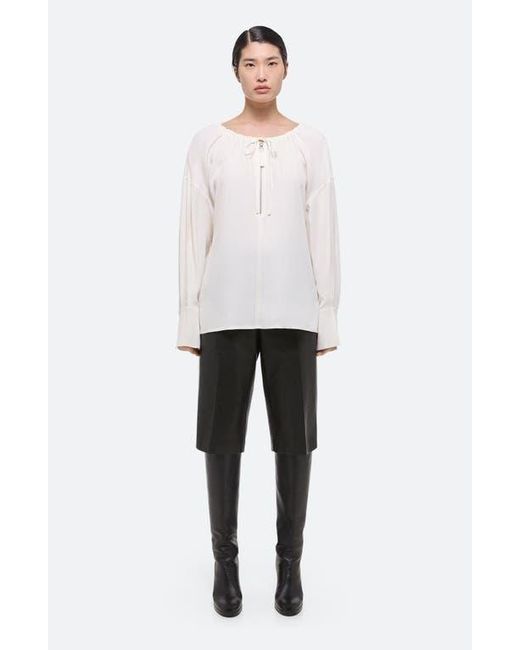 Helmut Lang White Reversible Long Sleeve Drawstring Top