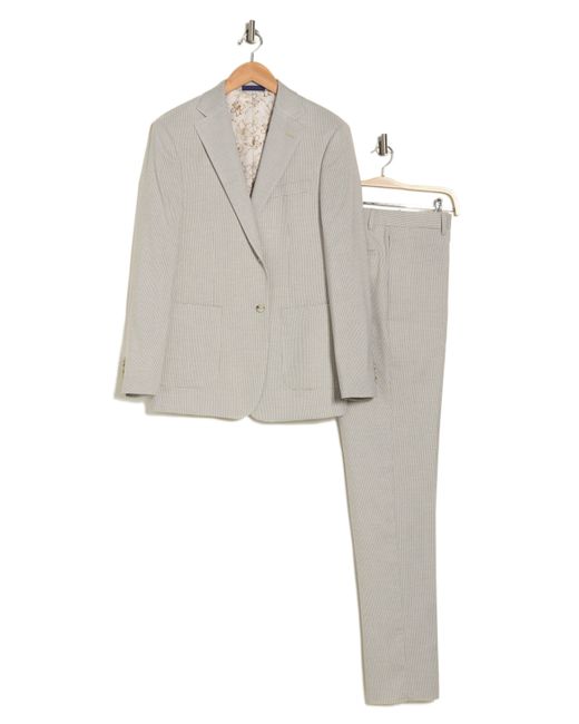 English Laundry Gray Plaid Trim Fit Notched Lapel Two-piece Suit for men