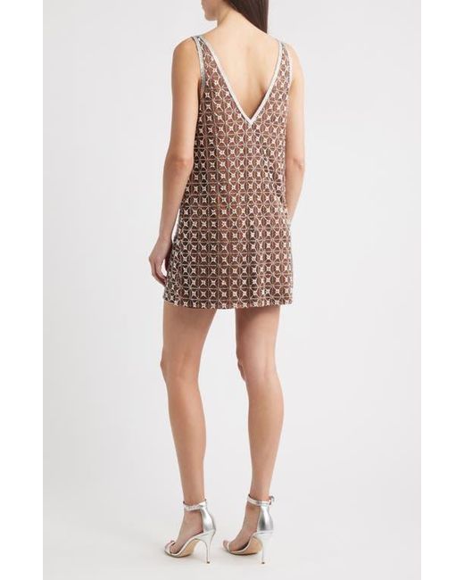 Jenetta Color Saylor Jeanetta Sequin Embroidery Cocktail Minidress in Brown | Lyst