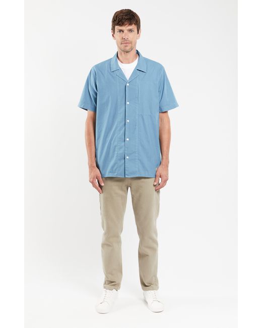 Armor Lux Blue Comfort Cotton Camp Shirt for men
