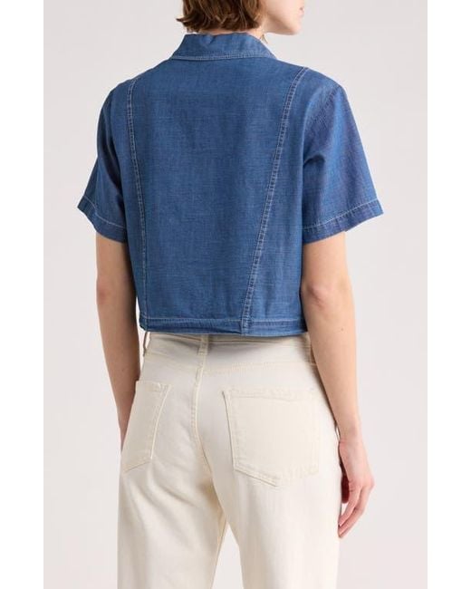 Blu Pepper Blue Crop Denim Blouse